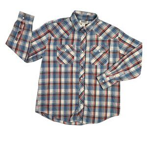 Duke Haband Western Shirt Mens Large L Plaid Pearl Snap Long Sleeve Cowboy Ranch
